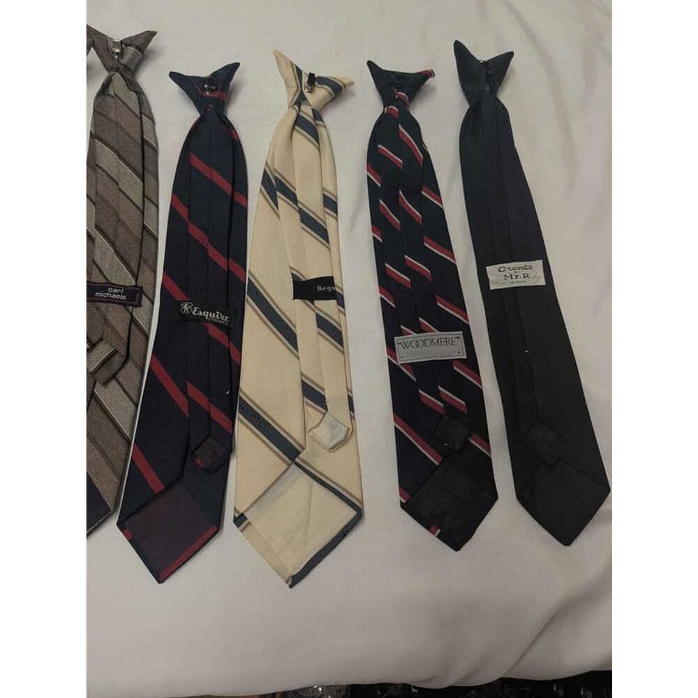 16 Vintage Clip-On Tie Lot – Retro Men’s Dress Ties